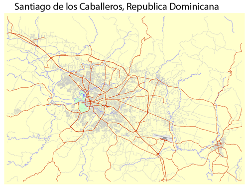 Full detailed vector map of Greater Santo Domingo, exact scale, the ability to bind to the coordinates.
All the streets and roads. The names of the streets: shifted to the horizontal. 
For the design, printing. 
Editable map. 
Free Download.
Adobe Illustrator CS4 Completo mapa vectorial detallada de Gran Santiago de Los Caballeros, escala exacta, la capacidad de unirse a las coordenadas. Editable map.
Todas las calles y carreteras. Los nombres de las calles: desplazan a la horizontal. 
Adobe Illustrator CS.4. Para el diseño, impresión. Gratis descarga.